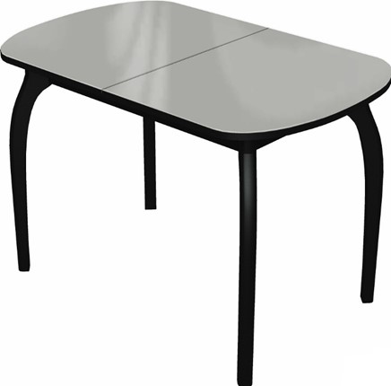 Кухонный стол раздвижной Ривьера мини дерево №1 (стекло белое/черный) в Магадане - изображение