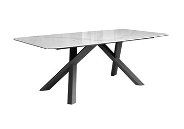 Кухонный стол DikLine KS220 керамика Cloud (белый глянец C11)/опоры черные в Магадане - предосмотр