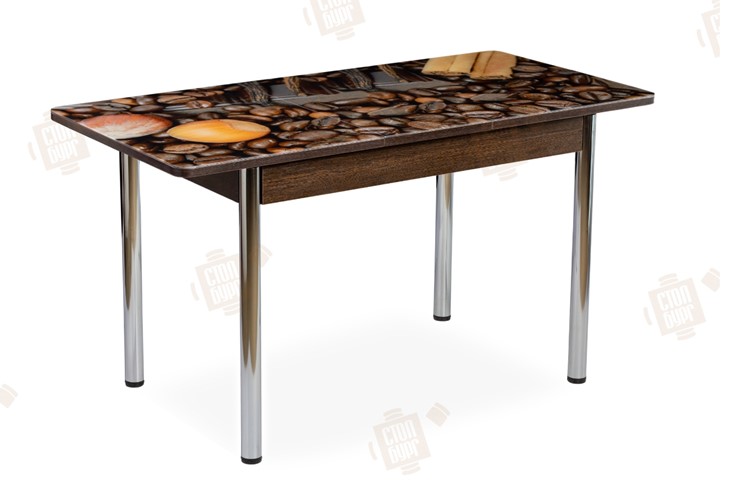 Кухонный стол раскладной Айсберг-02 СТФ, Венге ЛДСП/кофе/ноги хром прямые в Магадане - изображение 2