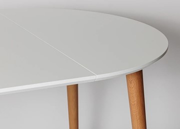 Кухонный раздвижной круглый стол Белая Эмаль д. 100 см МДФ ножки светлый орех в Магадане - предосмотр 15