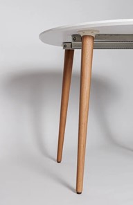 Кухонный раздвижной круглый стол Белая Эмаль д. 90 см МДФ ножки светлый орех в Магадане - предосмотр 20