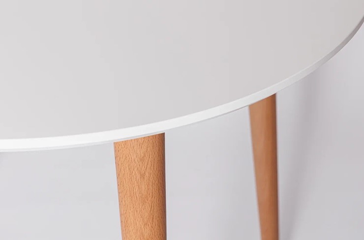 Кухонный раздвижной круглый стол Белая Эмаль д. 100 см МДФ ножки светлый орех в Магадане - изображение 21