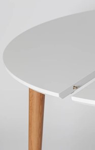 Кухонный раздвижной круглый стол Белая Эмаль д. 100 см МДФ ножки светлый орех в Магадане - предосмотр 5
