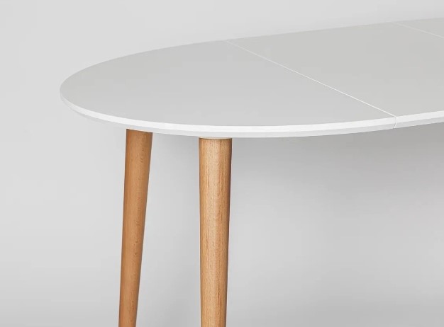 Кухонный раздвижной круглый стол Белая Эмаль д. 100 см МДФ ножки светлый орех в Магадане - изображение 10