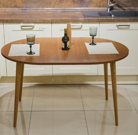 Кухонный раздвижной круглый стол Орех Гварнери д. 90 см ЛДСП в Магадане - изображение 6