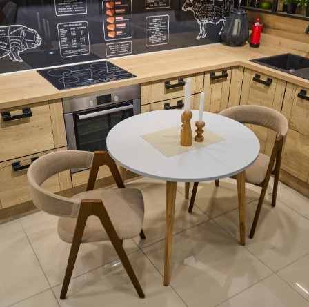 Кухонный раздвижной круглый стол Серый камень 90*90 см ЛДСП в Магадане - изображение 14