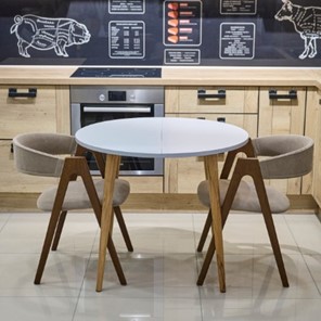 Кухонный раздвижной круглый стол Серый камень 90*90 см ЛДСП в Магадане - предосмотр 15