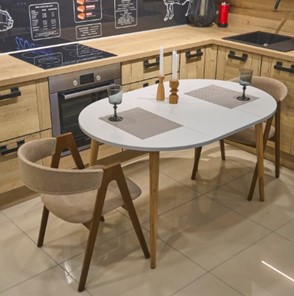 Кухонный раздвижной круглый стол Серый камень 90*90 см ЛДСП в Магадане - предосмотр 5