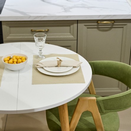 Кухонный раздвижной круглый стол Серый камень 90*90 см ЛДСП в Магадане - изображение 10
