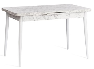 Обеденный раздвижной стол ALTA (mod. 1183) ЛДСП+меламин/металл, 120+30х70х75, белый мрамор/белый, арт.19486 в Магадане