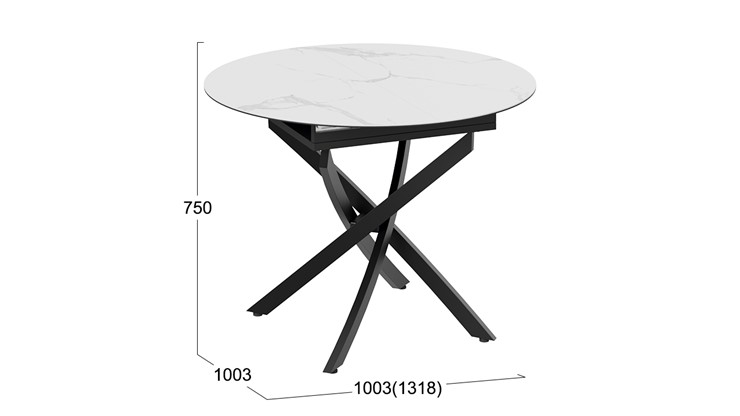 Кухонный стол раздвижной Бергамо Тип 1 (Черный муар/Стекло матовое белый мрамор) в Магадане - изображение 13