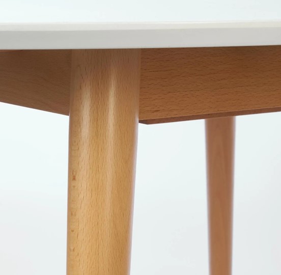 Кухонный стол раздвижной BOSCO (Боско) бук/мдф 100*75*100+30см, Белый/Натуральный Бук арт.13993 в Магадане - изображение 5