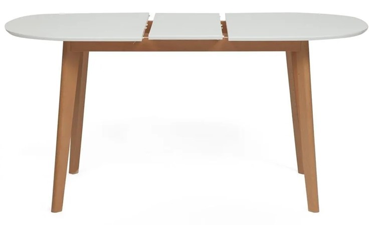 Кухонный раскладной стол BOSCO (Боско) бук/мдф 120+30x80x75 Белый/Натуральный Бук арт.11257 в Магадане - изображение 3