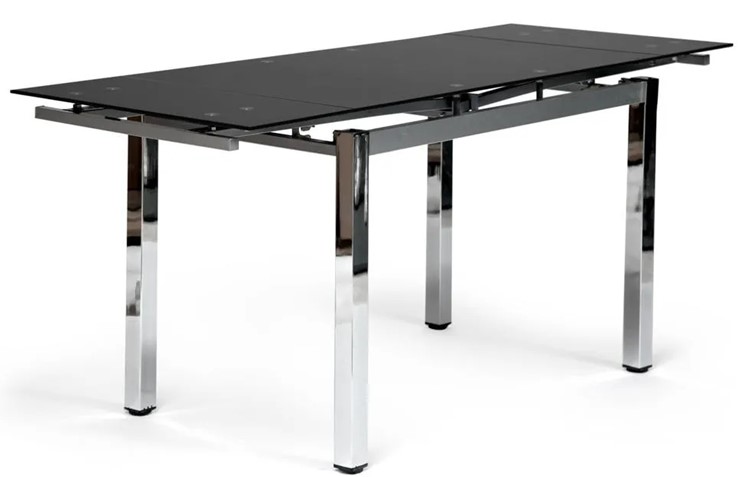 Кухонный стол раскладной CAMPANA ( mod. 346 ) металл/стекло 70x110/170x76, хром/черный арт.11413 в Магадане - изображение 2