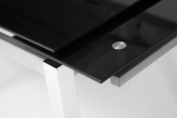Кухонный стол раскладной CAMPANA ( mod. 346 ) металл/стекло 70x110/170x76, хром/черный арт.11413 в Магадане - изображение 4