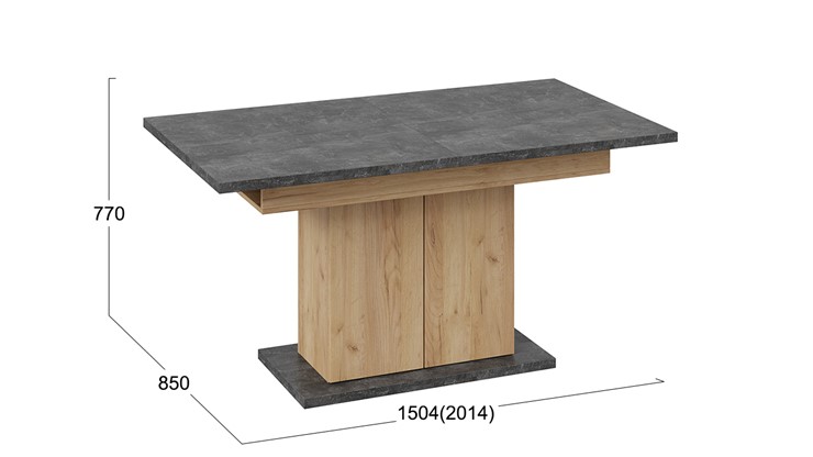 Кухонный раздвижной стол Детройт тип 1 (Дуб Крафт золотой/Ателье) в Магадане - изображение 4