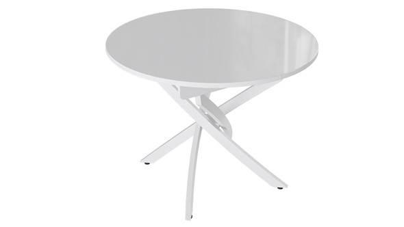 Обеденный раздвижной стол Diamond тип 3 (Белый муар/Белый глянец) в Магадане - изображение