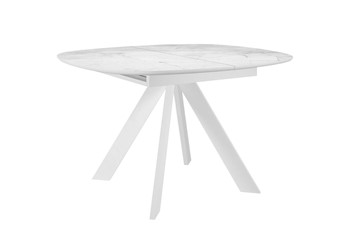 Кухонный стол раздвижной DikLine BK100 Керамика Белый мрамор/подстолье белое/опоры белые в Магадане - предосмотр