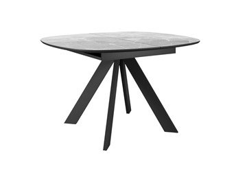 Обеденный раздвижной стол DikLine BK100 Керамика Серый мрамор/подстолье черное/опоры черные в Магадане - предосмотр