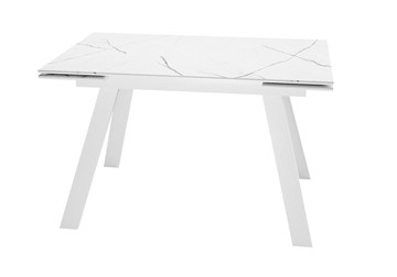 Кухонный стол раскладной DikLine DKL140 Керамика Белый мрамор/опоры белые (2 уп.) в Магадане - предосмотр