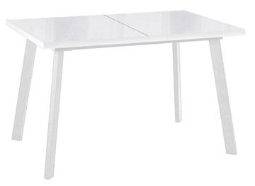 Кухонный стол раскладной Dikline HBS120 Стекло белое/ножки белые в Магадане