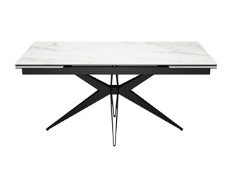 Обеденный раздвижной стол DikLine KW160 мрамор С41 (керамика белая)/опоры черные в Магадане - предосмотр