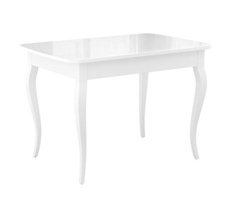 Кухонный стол раскладной Dikline M110 Белый/стекло белое глянец/ножки MC белые в Магадане