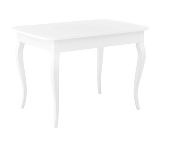 Кухонный раскладной стол Dikline M110 Белый/стекло белое сатин/ножки MC белые в Магадане - предосмотр