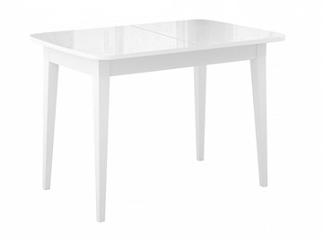 Кухонный раскладной стол Dikline M110 Белый/стекло белое глянец/ножки MM белые в Магадане - предосмотр