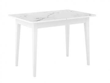 Раздвижной стол Dikline M110 Белый/стекло белый мрамор сатин/ножки MM белые в Магадане