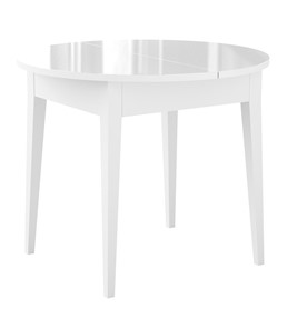 Кухонный раскладной стол Dikline MR100 Белый/стекло белое глянец/ножки MM белые в Магадане - предосмотр