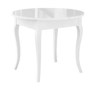 Кухонный раскладной стол Dikline MR100 Белый/стекло белое глянец/ножки MC белые в Магадане