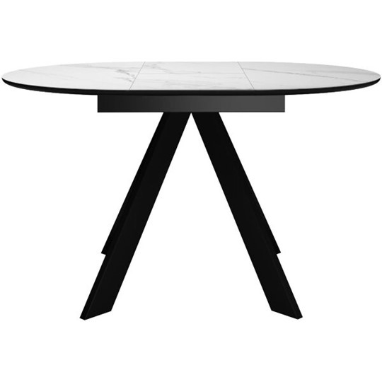 Кухонный стол раздвижной DikLine SKC100 D1000 Керамика Белый мрамор / опоры черные в Магадане - изображение 1