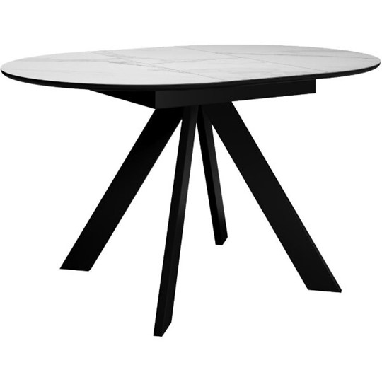 Кухонный стол раздвижной DikLine SKC100 D1000 Керамика Белый мрамор / опоры черные в Магадане - изображение 2
