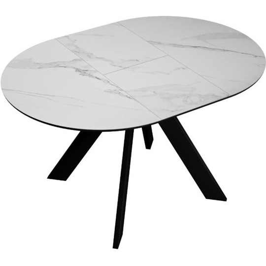 Кухонный стол раздвижной DikLine SKC100 D1000 Керамика Белый мрамор / опоры черные в Магадане - изображение 3