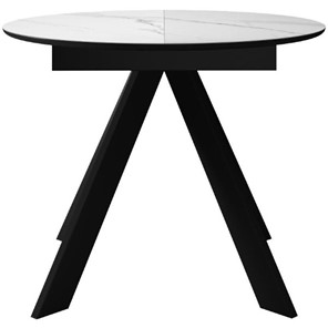 Кухонный стол раздвижной DikLine SKC100 D1000 Керамика Белый мрамор / опоры черные в Магадане