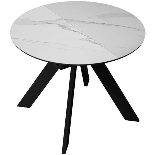 Кухонный стол раздвижной DikLine SKC100 D1000 Керамика Белый мрамор / опоры черные в Магадане - изображение 4