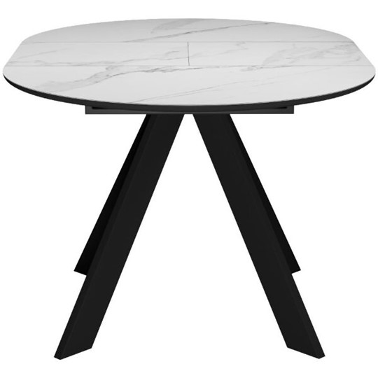 Кухонный стол раздвижной DikLine SKC100 D1000 Керамика Белый мрамор / опоры черные в Магадане - изображение 5