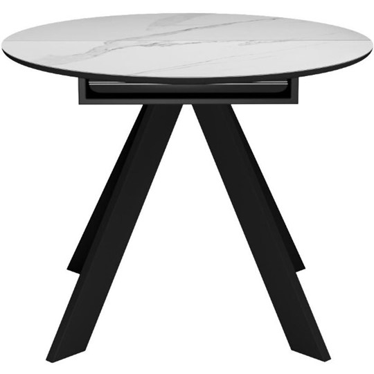 Кухонный стол раздвижной DikLine SKC100 D1000 Керамика Белый мрамор / опоры черные в Магадане - изображение 6