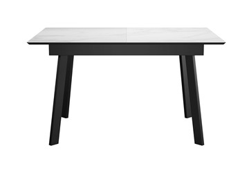 Кухонный стол раскладной DikLine SKH125 Керамика Белый мрамор/подстолье черное/опоры черные (2 уп.) в Магадане - предосмотр
