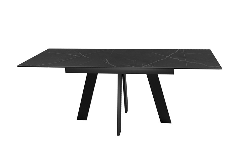 Обеденный раздвижной стол DikLine SKM140 Керамика Черный мрамор/подстолье черное/опоры черные (2 уп.) в Магадане - изображение 3