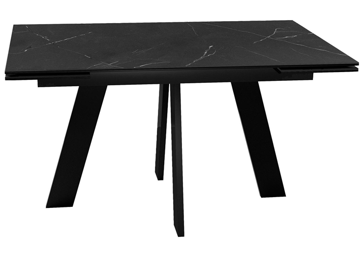 Обеденный раздвижной стол DikLine SKM140 Керамика Черный мрамор/подстолье черное/опоры черные (2 уп.) в Магадане - изображение 2