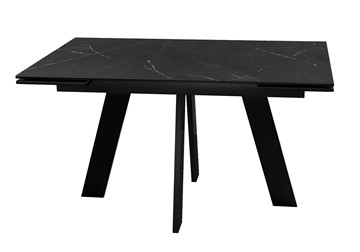Обеденный раздвижной стол DikLine SKM140 Керамика Черный мрамор/подстолье черное/опоры черные (2 уп.) в Магадане - предосмотр 5