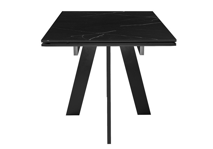 Обеденный раздвижной стол DikLine SKM140 Керамика Черный мрамор/подстолье черное/опоры черные (2 уп.) в Магадане - изображение 1