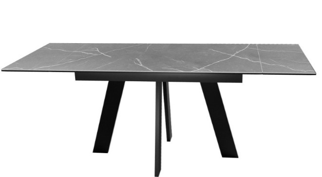 Стол раздвижной DikLine SKM140 Керамика серый мрамор/подстолье черное/опоры черные (2 уп.) в Магадане - изображение 2