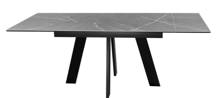 Стол раздвижной DikLine SKM140 Керамика серый мрамор/подстолье черное/опоры черные (2 уп.) в Магадане - изображение 4