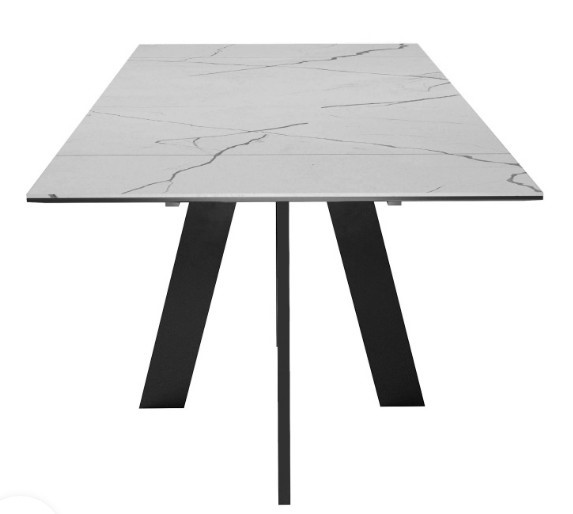 Стол раздвижной DikLine SKM140 Керамика серый мрамор/подстолье черное/опоры черные (2 уп.) в Магадане - изображение 6