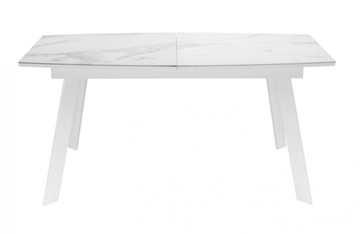 Кухонный стол раздвижной Dikline XLS160 мрамор белый глянец/ножки белые в Магадане - предосмотр 1