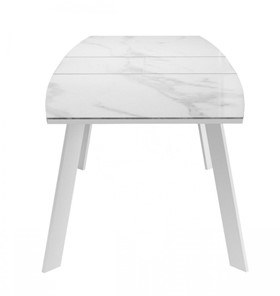 Кухонный стол раздвижной Dikline XLS160 мрамор белый глянец/ножки белые в Магадане - предосмотр 3