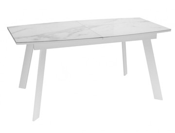 Кухонный стол раздвижной Dikline XLS160 мрамор белый глянец/ножки белые в Магадане - предосмотр